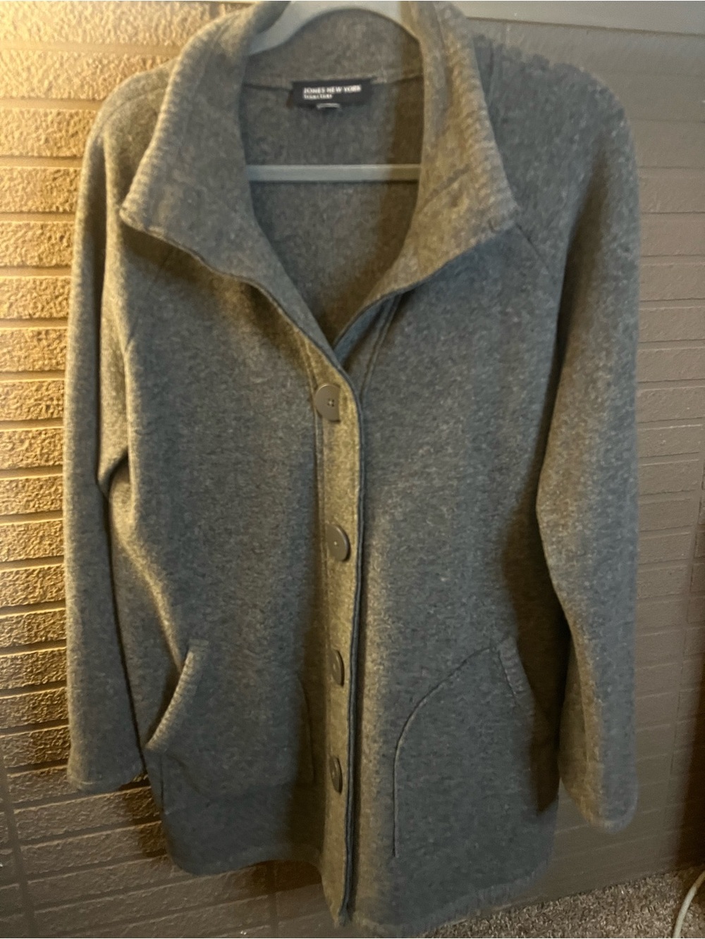 Jones New York Signature Charcoal Gray Knit Coat
